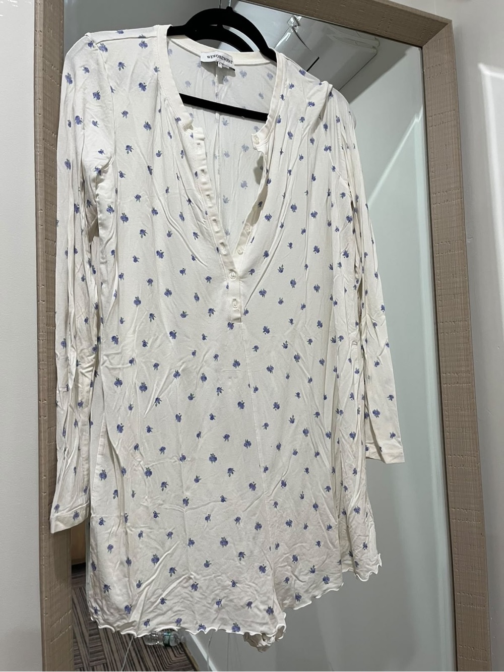 Weworewhat Cream romper with Blue Floral Print size M